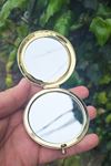 İsme Özel Gold Makyaj Aynası Kapaklı Metal Cep Aynası