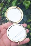 İsme Özel Gold Makyaj Aynası Kapaklı Metal Cep Aynası