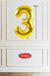 3 Yaş Gold Balon 16 inç Altın Rakam Balon