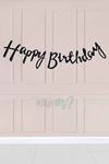 Siyah Happy Birthday El Yazısı Kaligrafi Banner Doğum Günü Duvar Süsü
