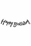 Siyah Happy Birthday El Yazısı Kaligrafi Banner Doğum Günü Duvar Süsü