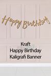 Kraft Happy Birthday El Yazısı Kaligrafi Banner Doğum Günü Duvar Süsü