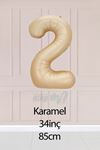 2 Yaş Karamel Rakam Balon 34 inç Kum Beji Yaş Balonu