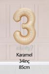 3 Yaş Karamel Rakam Balon 34 inç Kum Beji Yaş Balonu