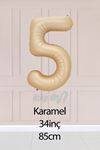 5 Yaş Karamel Rakam Balon 34 inç Kum Beji Yaş Balonu