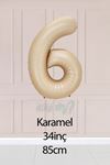 6 Yaş Karamel Rakam Balon 34 inç Kum Beji Yaş Balonu