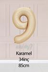 9 Yaş Karamel Rakam Balon 34 inç Kum Beji Yaş Balonu