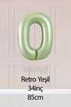 0 Retro Yeşil Rakam Balon 34 inç Yaş Balonu
