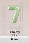 7 Retro Yeşil Rakam Balon 34 inç 7 Yaş Balonu