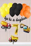 7 Yaş İnşaat Konsept Doğum Günü Balon Seti İnşaat Araçları Tema Balon Zinciri