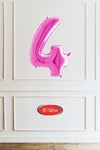 4 Yaş Pembe Kız Çocuk Doğum Günü Konsepti 16inç Pembe Rakam Happy Birthday Bannerlı Set