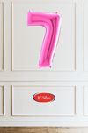 7 Yaş Pembe Kız Çocuk Doğum Günü Konsepti 16inç Pembe Rakam Happy Birthday Bannerlı Set