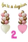 2 Yaş Pembe Doğum Günü Balon Seti 16inç Pembe Rakam İyi Ki Doğdun Bannerlı Set