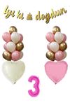3 Yaş Pembe Doğum Günü Balon Seti 16inç Pembe Rakam İyi Ki Doğdun Bannerlı Set
