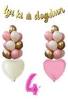 4 Yaş Pembe Doğum Günü Balon Seti 16inç Pembe Rakam İyi Ki Doğdun Bannerlı Set