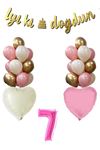 7 Yaş Pembe Doğum Günü Balon Seti 16inç Pembe Rakam İyi Ki Doğdun Bannerlı Set