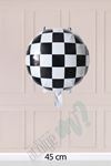 Yuvarlak Siyah Beyaz Damalı Folyo Balon