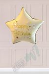 Krem Happy Birthday Yazılı Yıldız Folyo Balon
