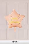 Pembe Happy Birthday Yazılı Yıldız Folyo Balon