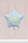 Mavi Happy Birthday Yazılı Yıldız Folyo Balon