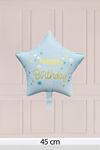 Mavi Happy Birthday Yazılı Yıldız Folyo Balon