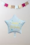 Mavi Happy Birthday Yazılı Yıldız Folyo Balon