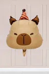Şapkalı Kapibara Folyo Balon Capybara Konsept Folyo Balon