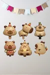 Kapibara 6'lı Folyo Balon Seti Minik Capybara Hayvanlar Balon Seti