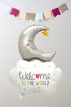 Aylı Bulut Welcome To The World Yazılı Folyo Balon 9634