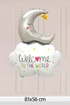 Aylı Bulut Welcome To The World Yazılı Folyo Balon 9634