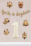 1 Yaş Kapibara Temalı Doğum Günü Balon Zinciri Seti