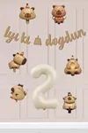 2 Yaş Kapibara Konsept Doğum Günü Balon Zinciri Seti
