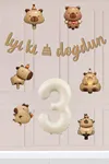 3 Yaş Kapibara Konsept Doğum Günü Balon Zinciri Seti