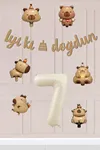 Kapibara Konsept 7 Yaş Doğum Günü Balon Zinciri Seti