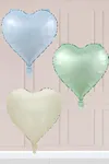 3lü Retro Kalp Folyo Balon Seti Krem,Yeşil, Mavi Set44