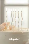 Spiral Kıvrık Beyaz Mum 6lı Paket 16cm