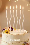 Spiral Kıvrık Beyaz Mum 6lı Paket 16cm