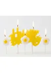 Papatya Tema Mum Seti Happy Birthday Yazısı ve Papatyalar 4lü Mum Seti 0395