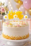 Papatya Tema Mum Seti Happy Birthday Yazısı ve Papatyalar 4lü Mum Seti 0395