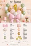5 Yaş Gold Rakamlı Pembe Fiyonk Tema Lateks Balonlu Balon Zinciri Seti Set33 5 Yaş Doğum Günü