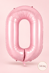 0 Pembe Rakam Balon 34 inç Yaş Balonu