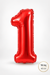 1 Yaş Kırmızı Rakam Folyo Balon 16 inç Yaş Balonu 40cm