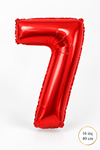 7 Yaş Kırmızı Rakam Folyo Balon 16 inç Yaş Balonu 40cm