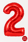 2 Yaş 40inc Kırmızı Rakam Folyo Balon 100 cm Yaş Balonu 1metre
