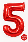 5 Yaş 40inc Kırmızı Rakam Folyo Balon 100 cm Yaş Balonu 1metre
