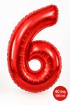 6 Yaş 40inc Kırmızı Rakam Folyo Balon 100 cm Yaş Balonu 1metre