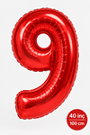 9 Yaş 40inc Kırmızı Rakam Folyo Balon 100 cm Yaş Balonu 1metre