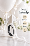 Beyaz Balon İpi Rafya 25 Metre - 1 Adet Balon Bağlama İpi Beyaz