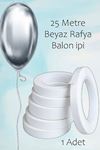 Beyaz Balon İpi Rafya 25 Metre - 1 Adet Balon Bağlama İpi Beyaz