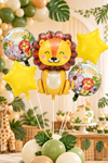 5'li Set Aslan Safari Temalı Folyo Balon Seti – Çocuk Doğum Günü Balonları